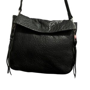 Vince Camuto Black Pebbled Leather Shoulder Bag